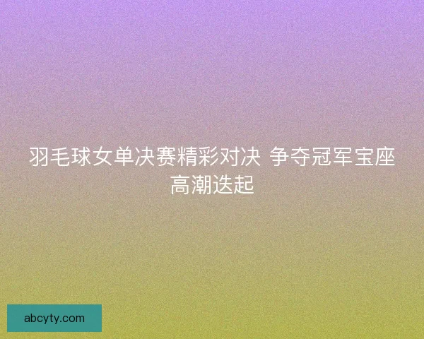 羽毛球女单决赛精彩对决 争夺冠军宝座高潮迭起