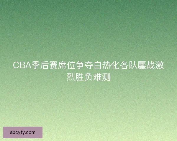 CBA季后赛席位争夺白热化各队鏖战激烈胜负难测