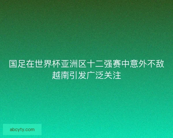 国足在世界杯亚洲区十二强赛中意外不敌越南引发广泛关注
